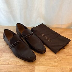 Genuine Gucci leather loafers in cocoa size 12-1/2
